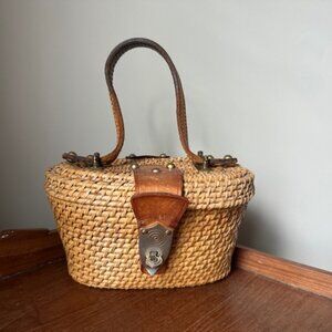 Vintage Woven Basket Handbag